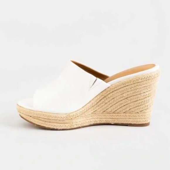 Report Shoes - Report White Darya Mule Wedge Platform Open Toe Espadrilles